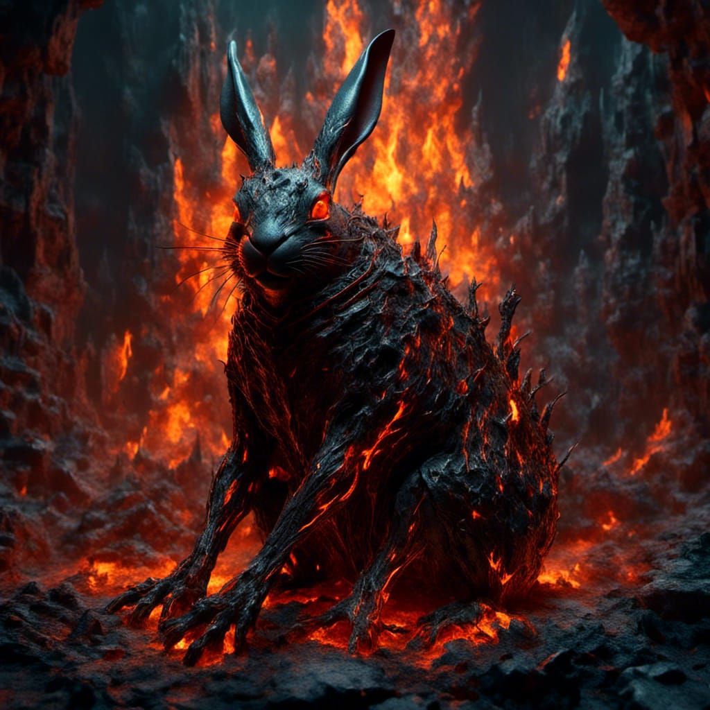 Epic Lava Rabbit Abomination in Hyperrealism
