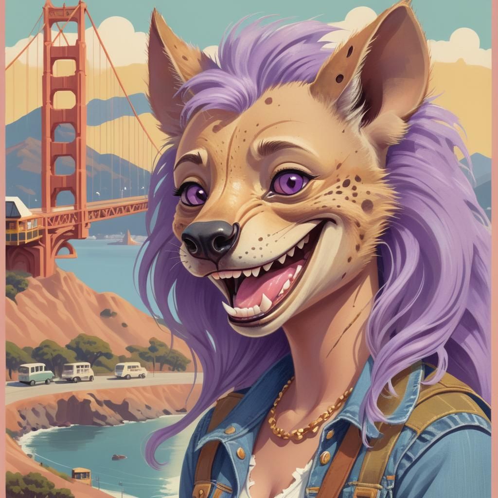 Whimsical She-Hyena in Vintage San Francisco