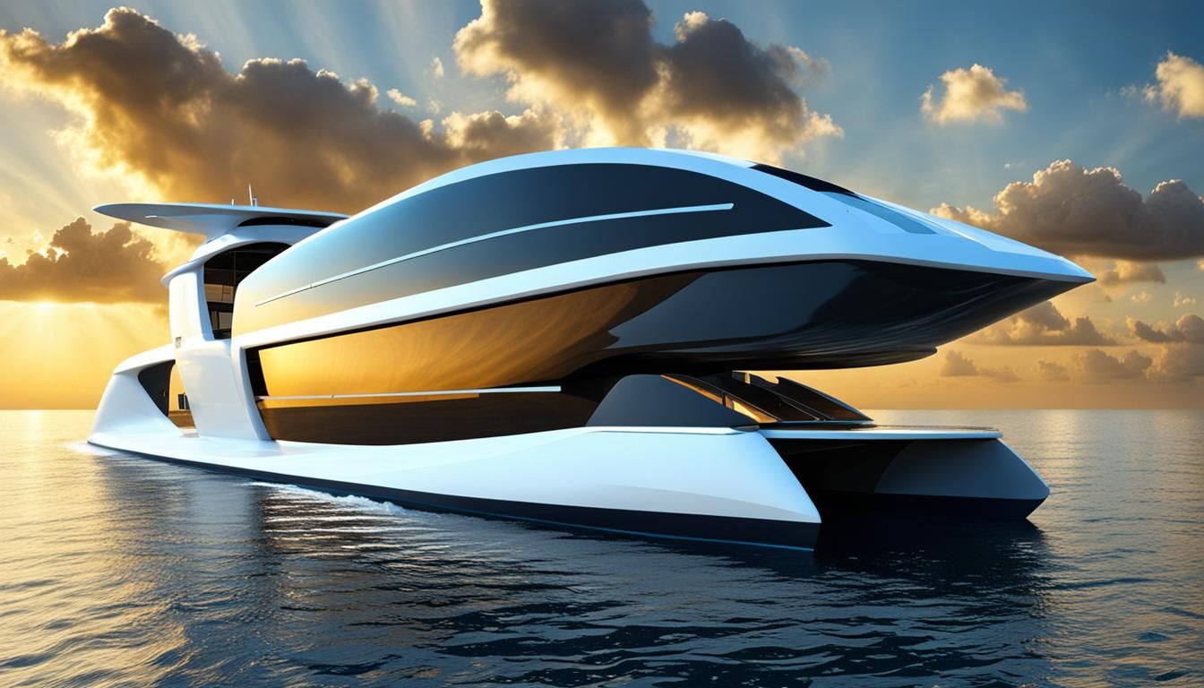 Futuristic Hydrofoil Cruise Ship in Caribbean