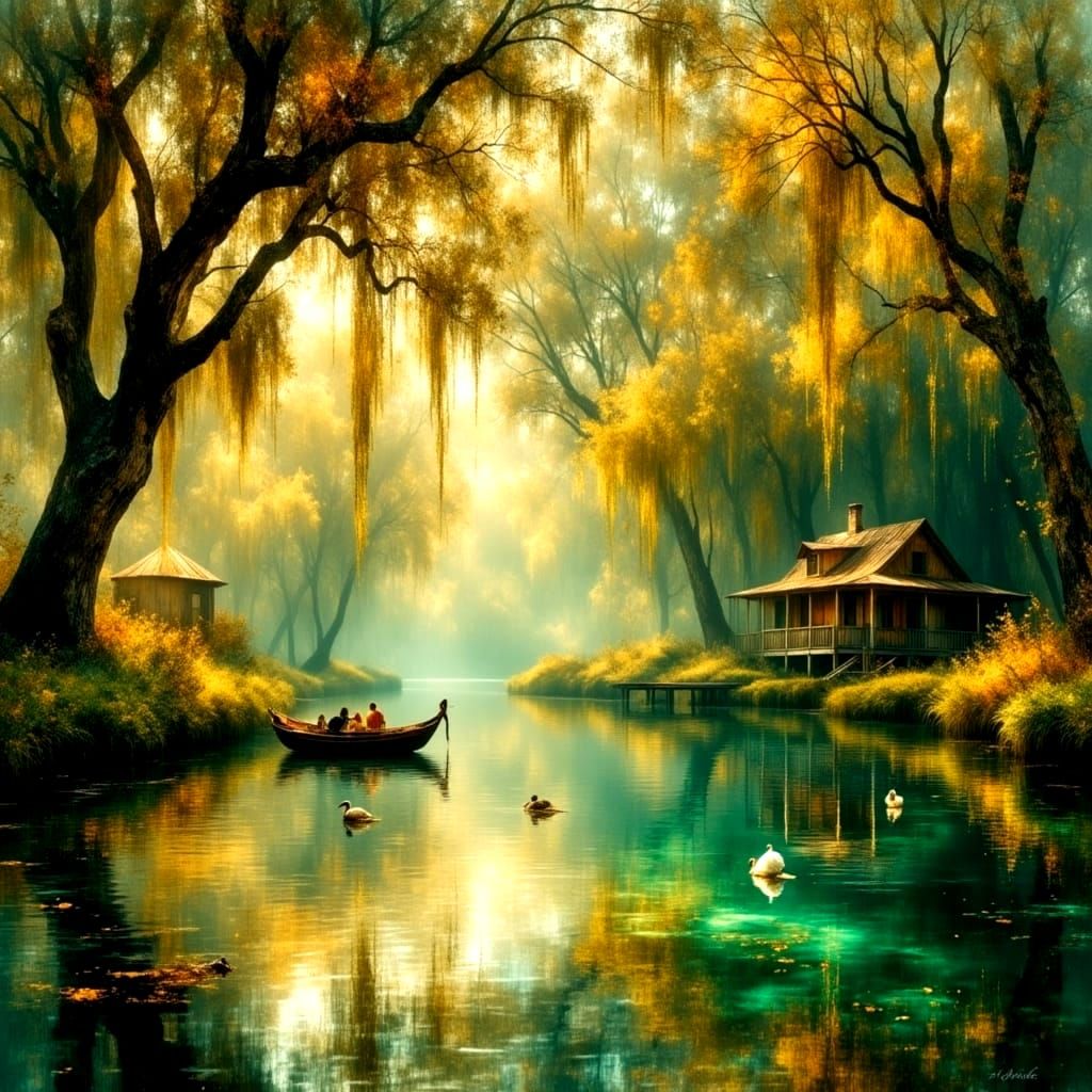 Ethereal Louisiana Bayou Dreamscapes in Soft Pastel Hues