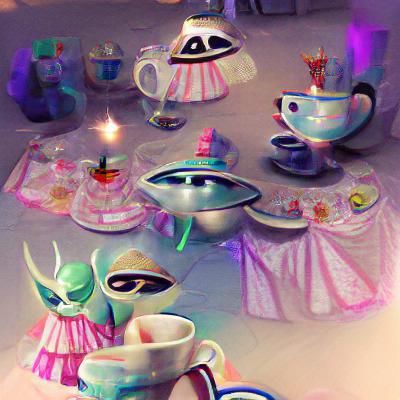 Extraterrestrial Tea Party in Dreamlike Style