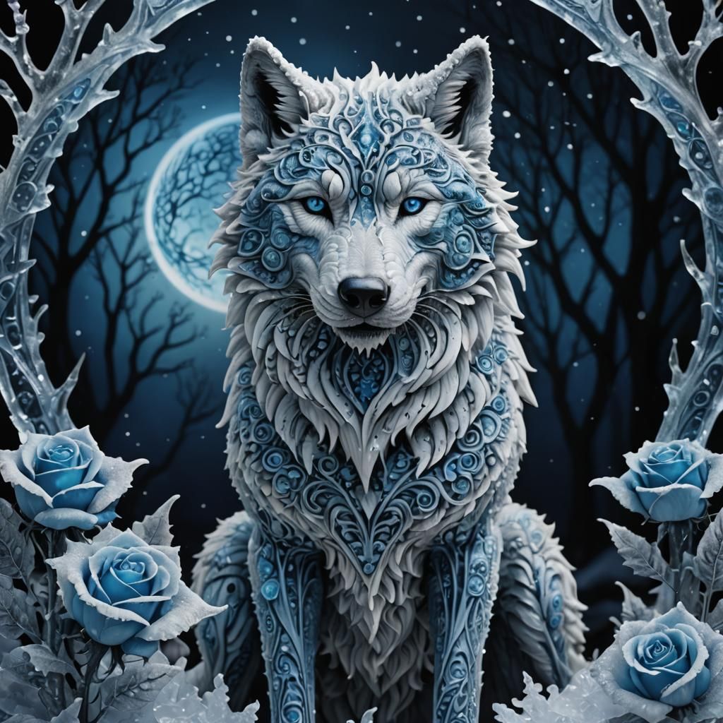 "Create a highly-detailed digital image of a mystical wolf c...
