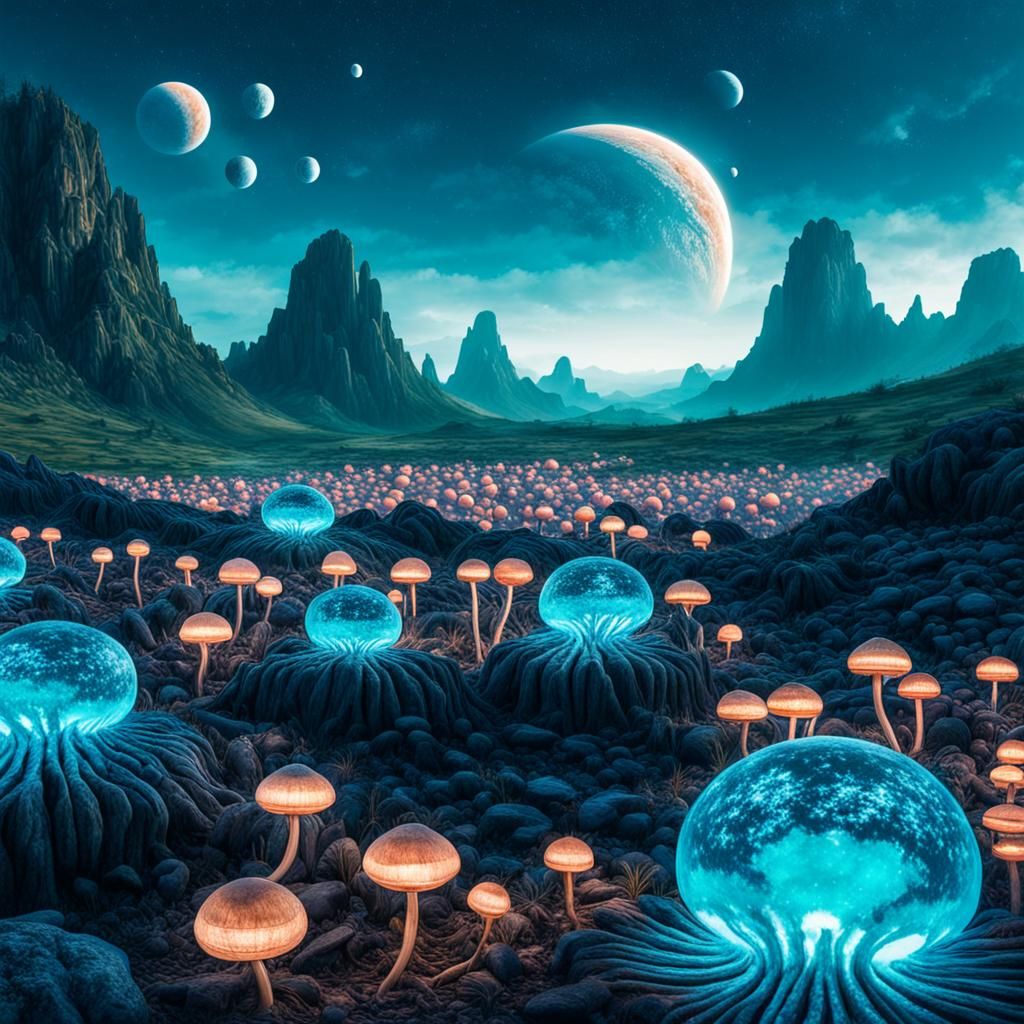 Flowering Moonlit Field