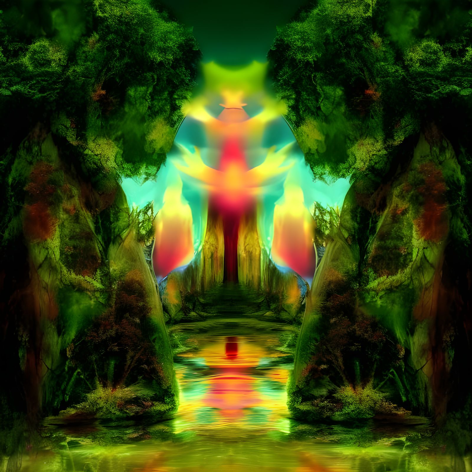 Trippy Faces of Nature in a Mystical Setting