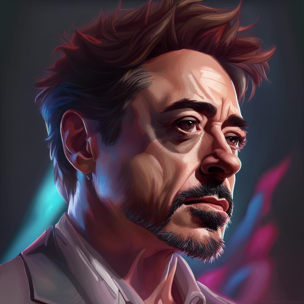 Detailed Portrait of Robert Downey Jr. in Digital Art Style