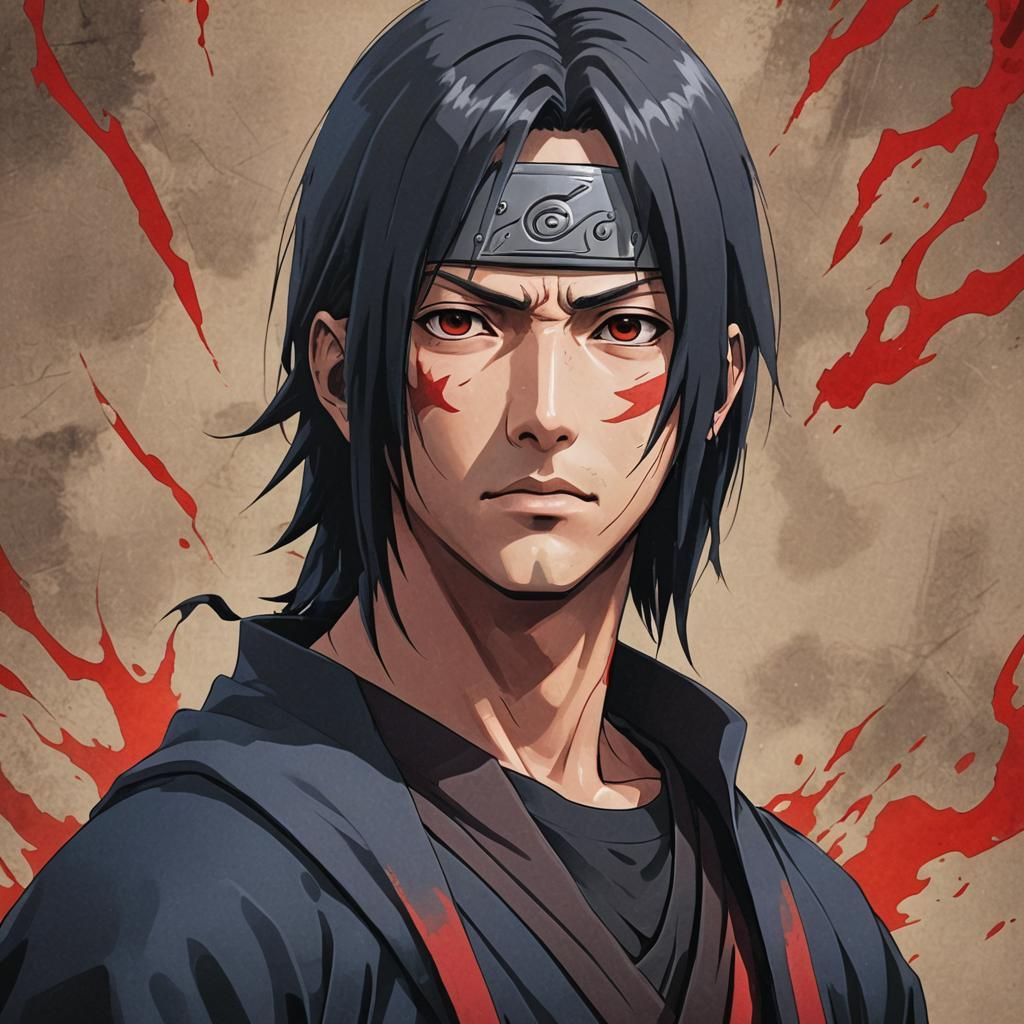 Itachi Uchiha in Cel-Shaded Anime Style