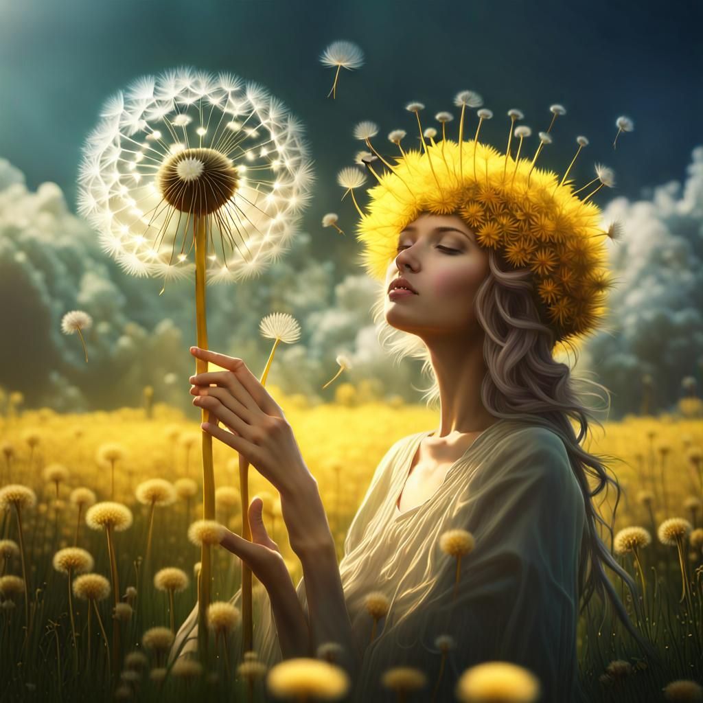 Dandelion Woman in a Dandelion World