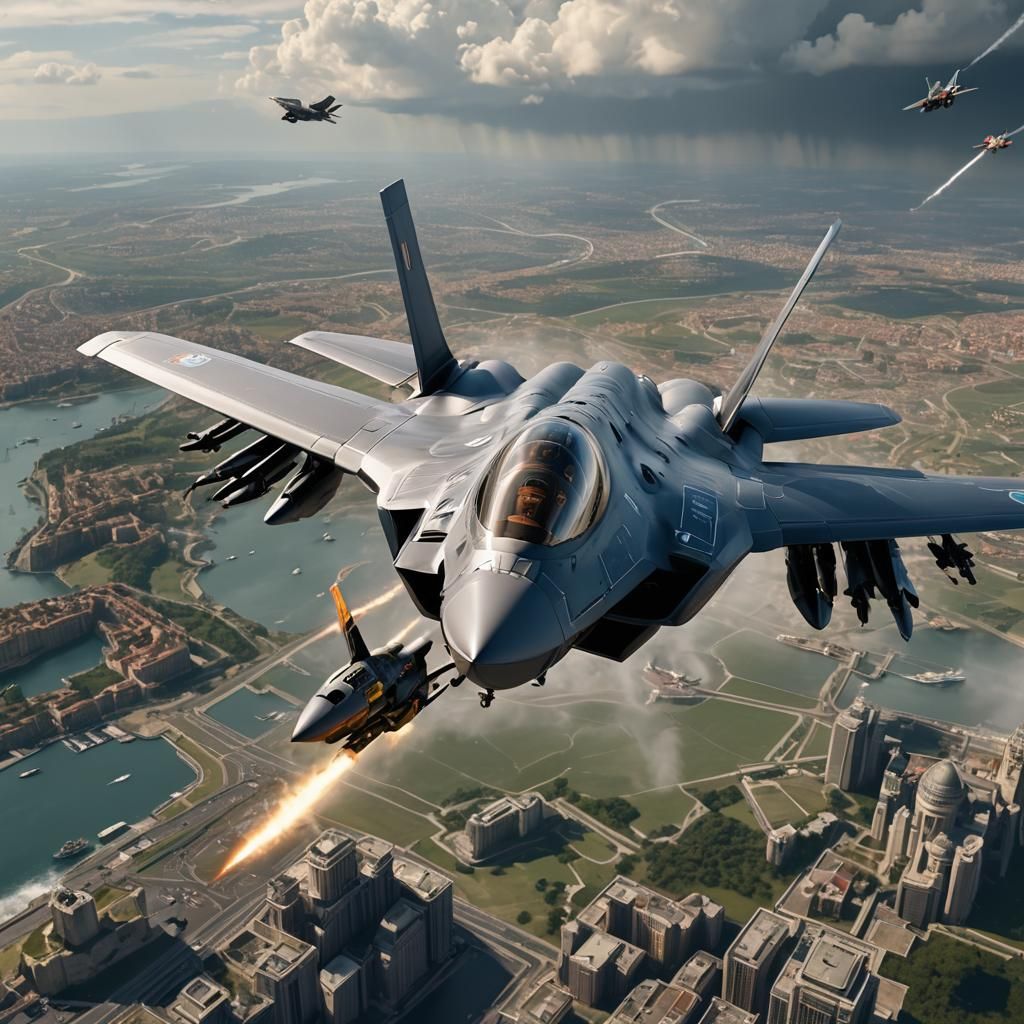 Pope Piloting F35 Lightning 2 in Detailed Digital Art