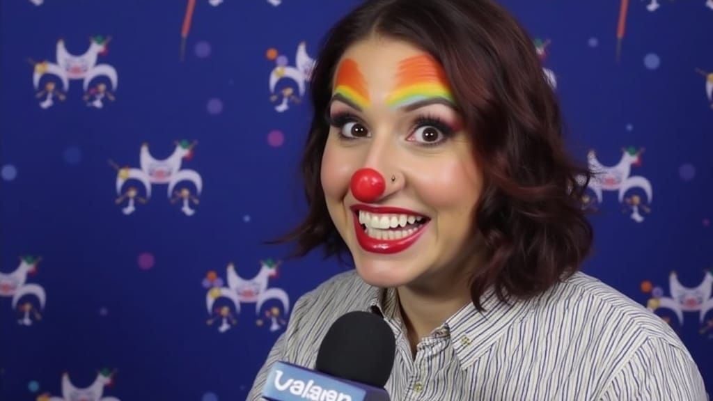 Vibrant Clown Scene in Whimsical Circus Setting