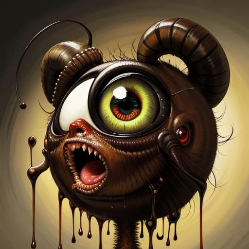 Creepy Animal with Eyes, Lowbrow Digital Art