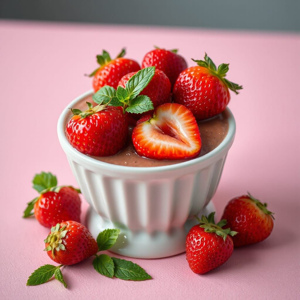 Strawberry Yogurt in Commercial Style with Fresh Fruit