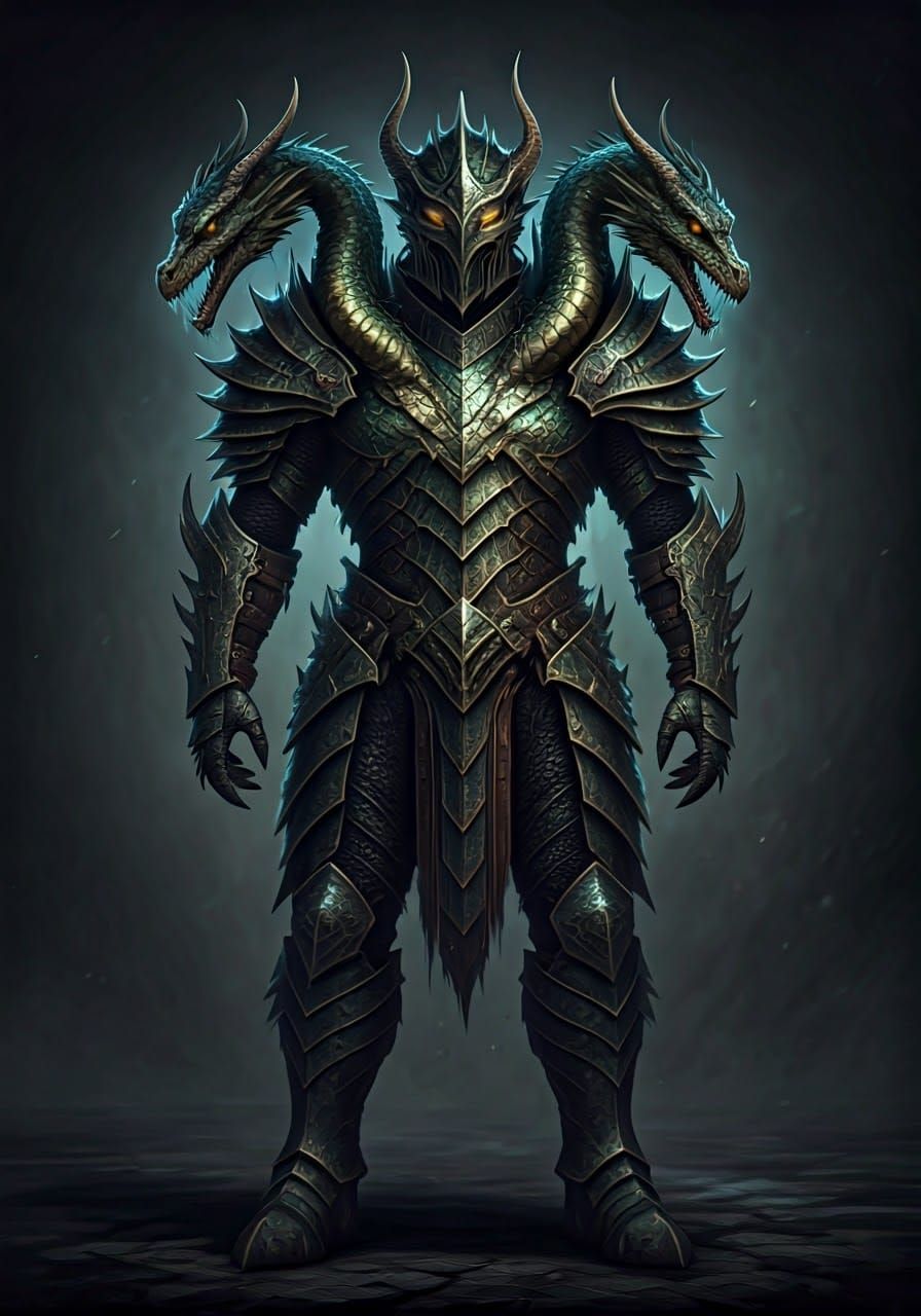 Reptilian Armor with Living Hydra Heads