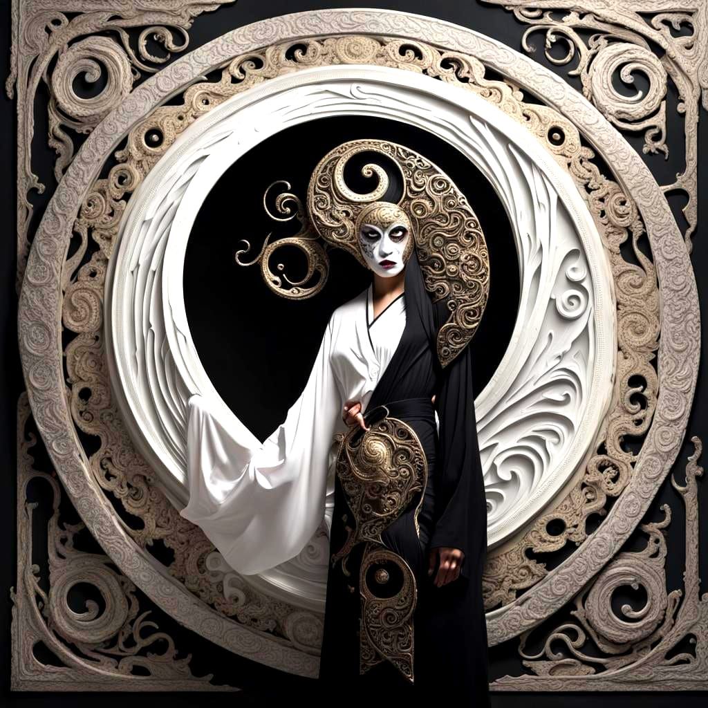 Yin Yang Mask on Wizard Before Swirling Door