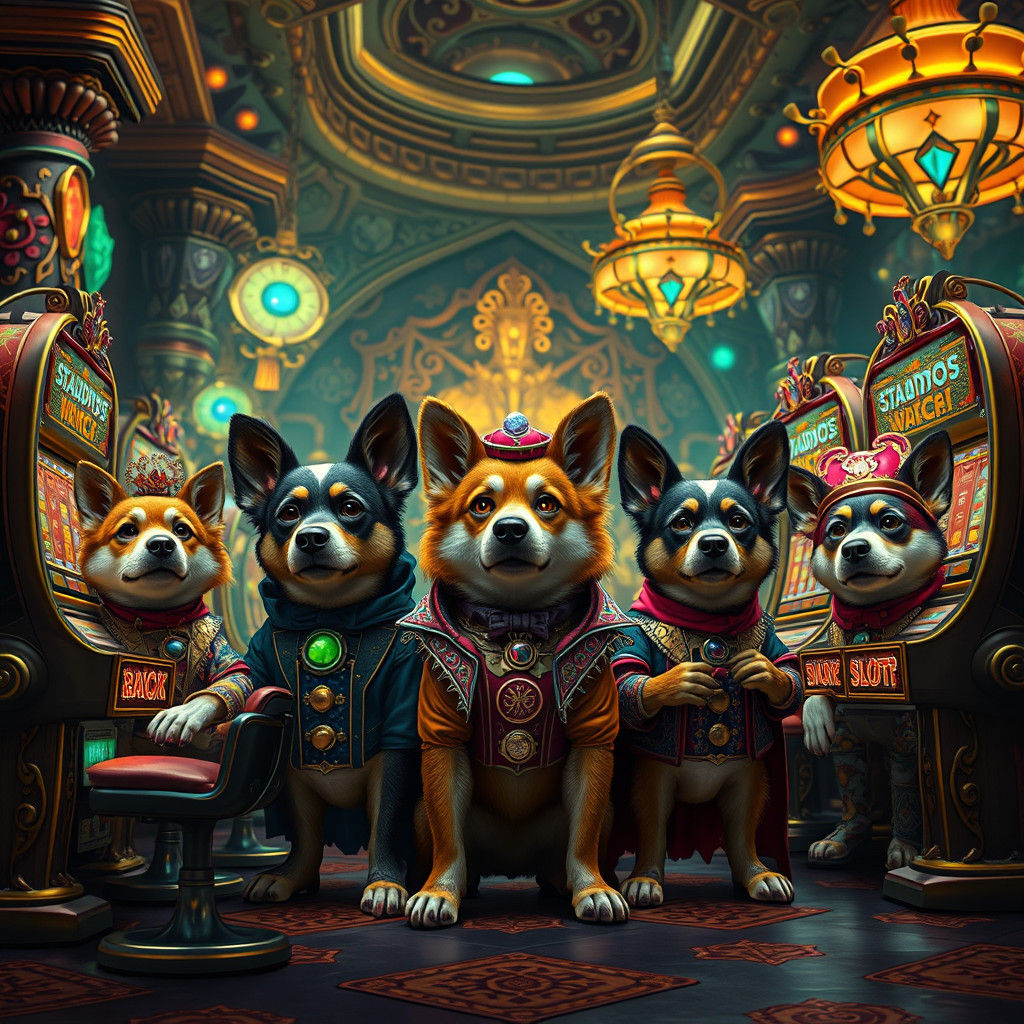 Dogs Playing Slots in Steampunk Casino