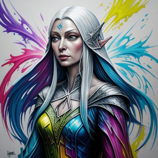 Galadriel Graffiti Art in Polychromatic Colors