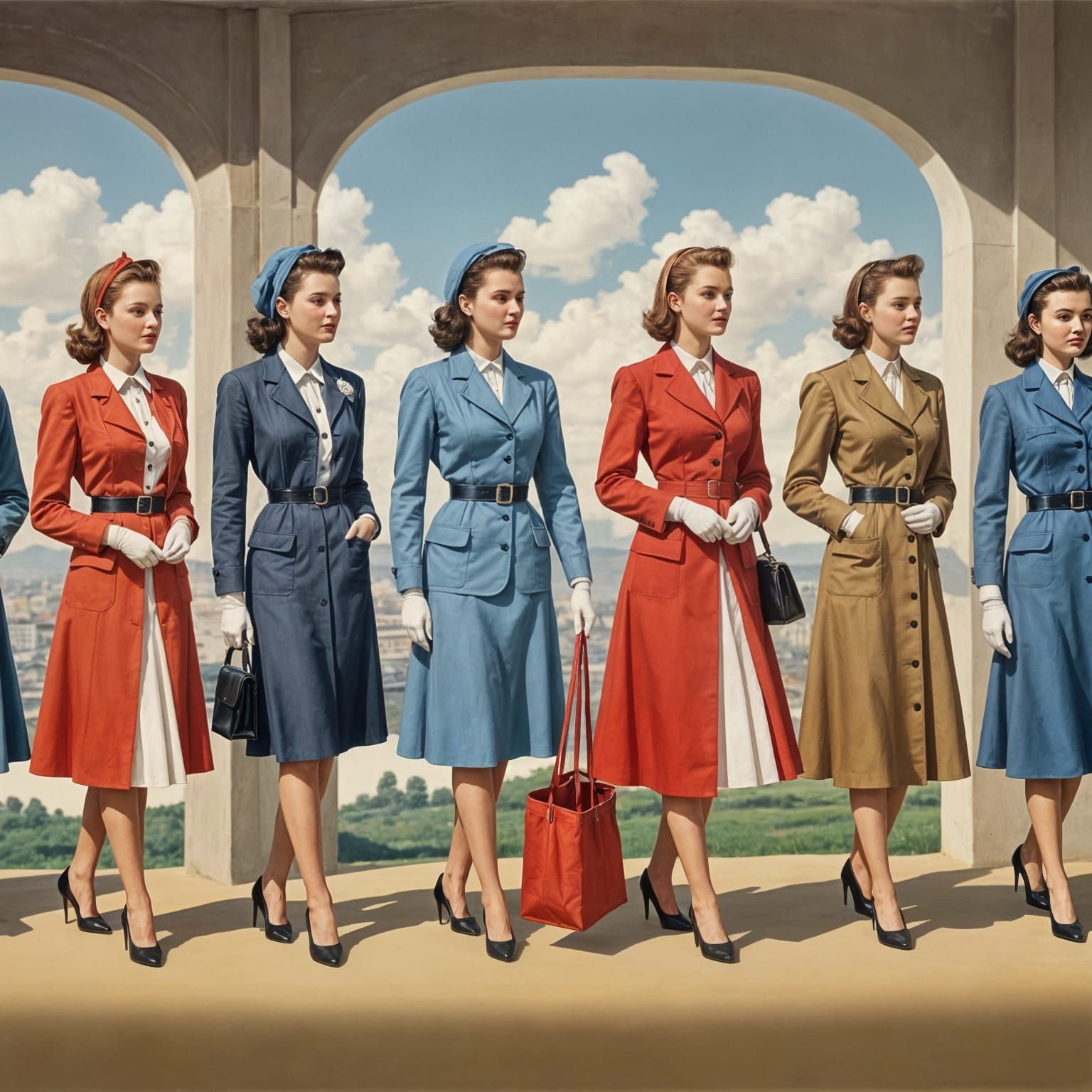 Vintage Woman in 1950s Fashion Attire