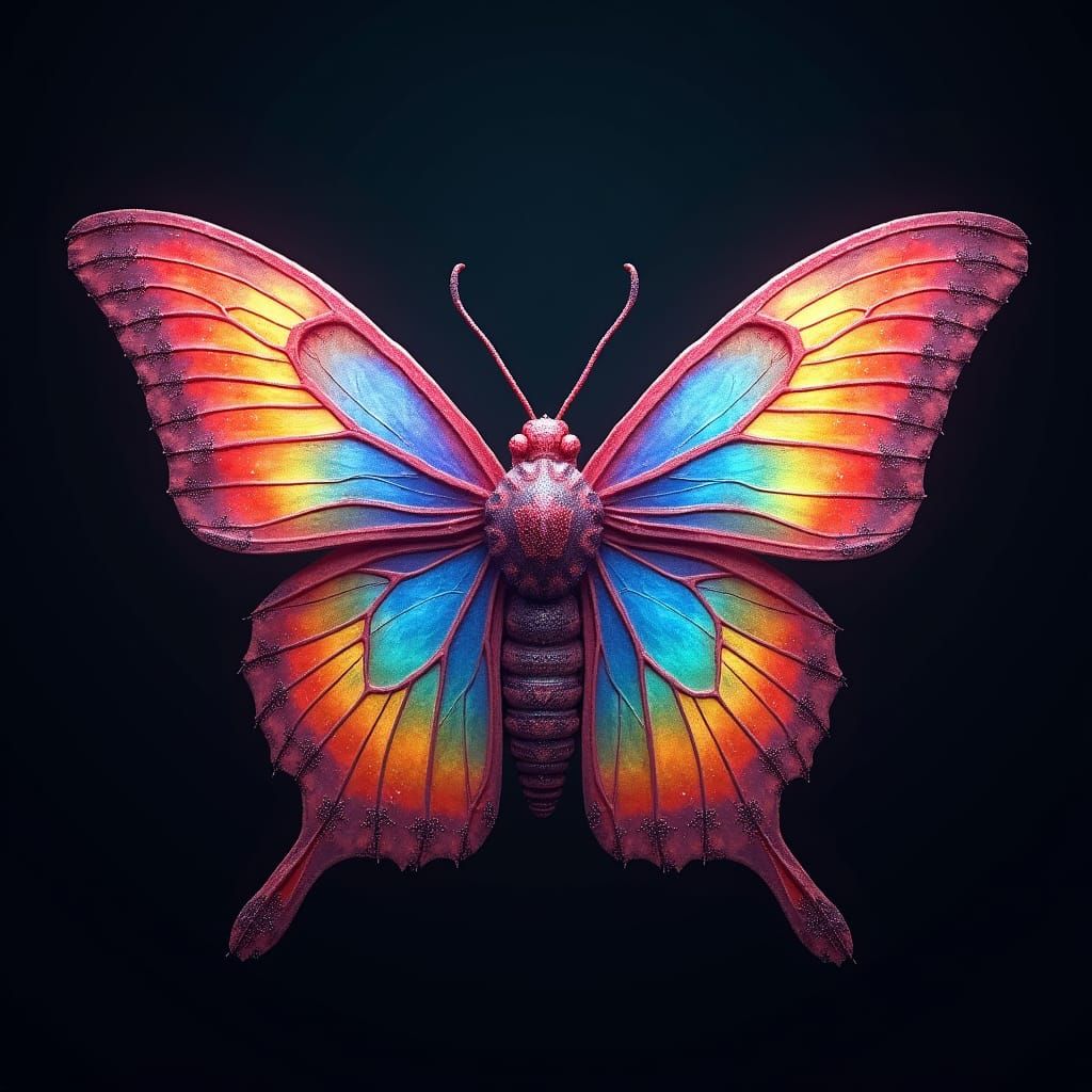 Iridescent Magic Moth with Rainbow Wings