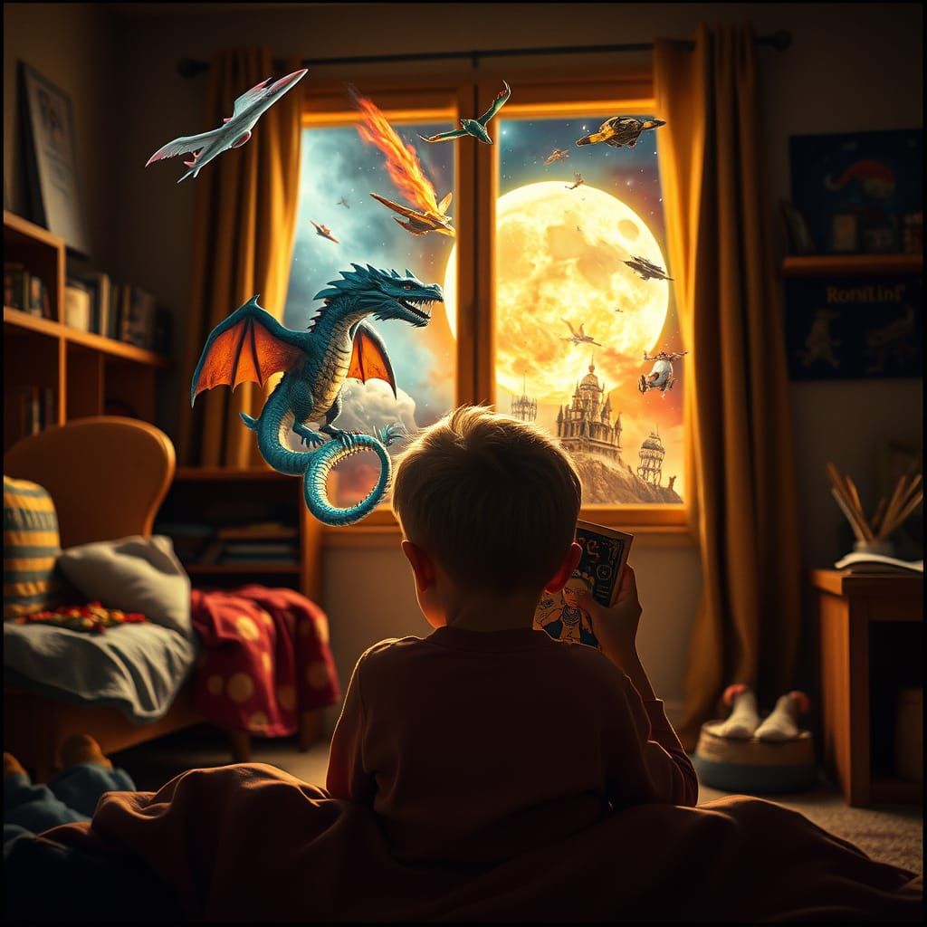 Epic Bookworm in a Cozy Children's Room