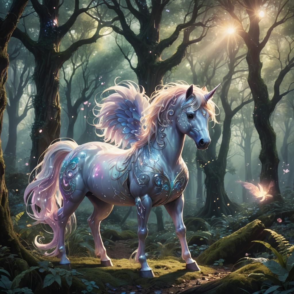 Heroic Unicorn in Mystical Forest: Watercolor Fantasy