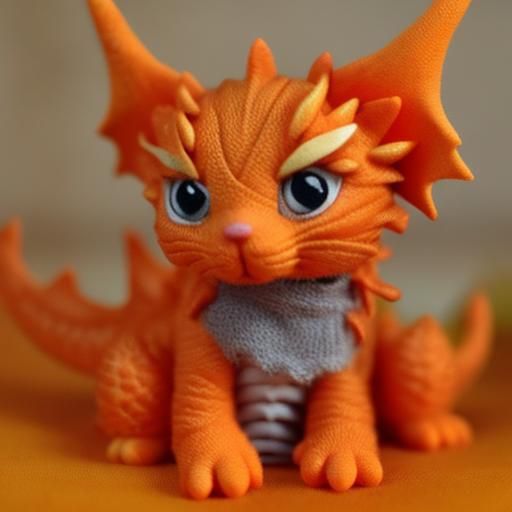 Adorable Orange Cat Dragon Hybrid Creature