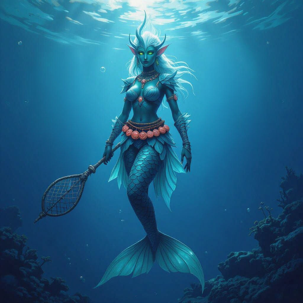 Merfolk Trader-Captain in Dark Fantasy Concept Art
