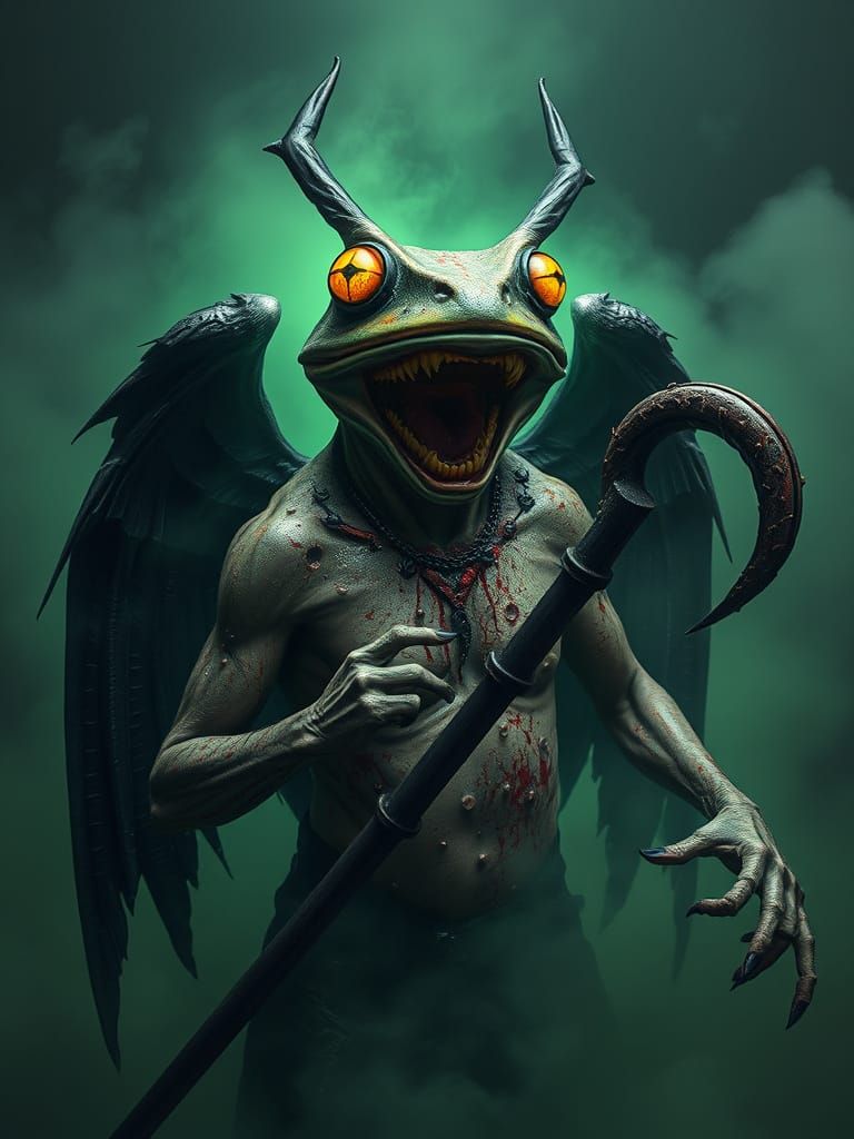Horror Frog Hybrid with Angel Wings