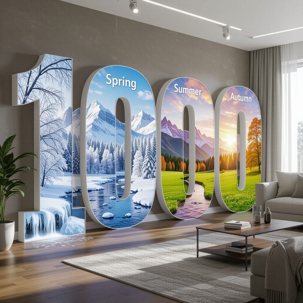Seasonal Landscapes Reflected in Living Room Numerals