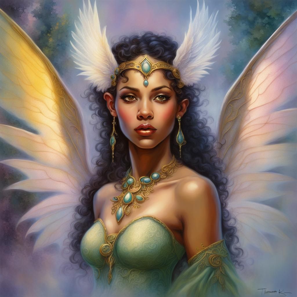 Ethereal Biracial Elf in Pop Art Fantasy