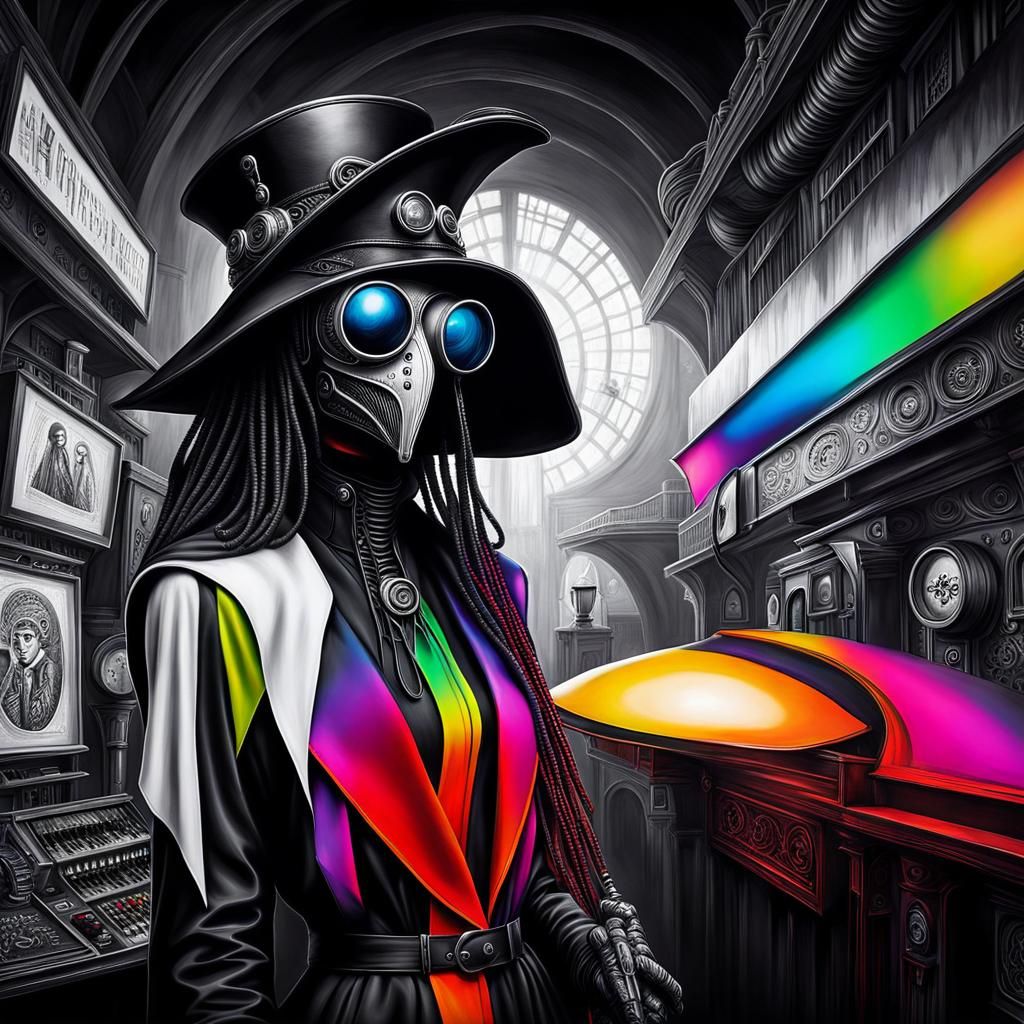 Gothic Cyberpunk Plague Doctor Portrait