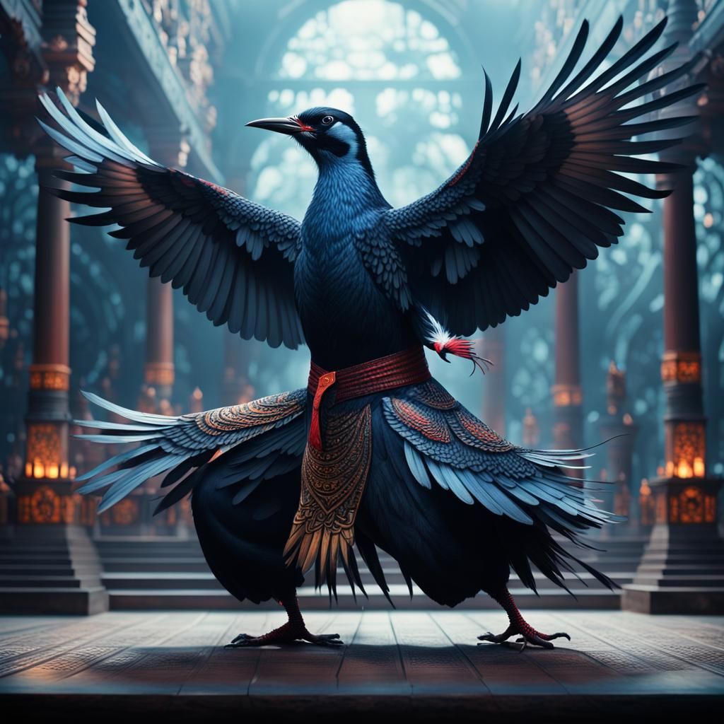 Woodpecker Bird in Aikido Suit: Digital Matte Painting