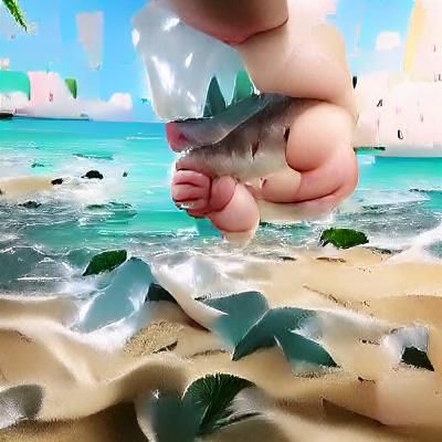 Baby Shark on Tropical Beach