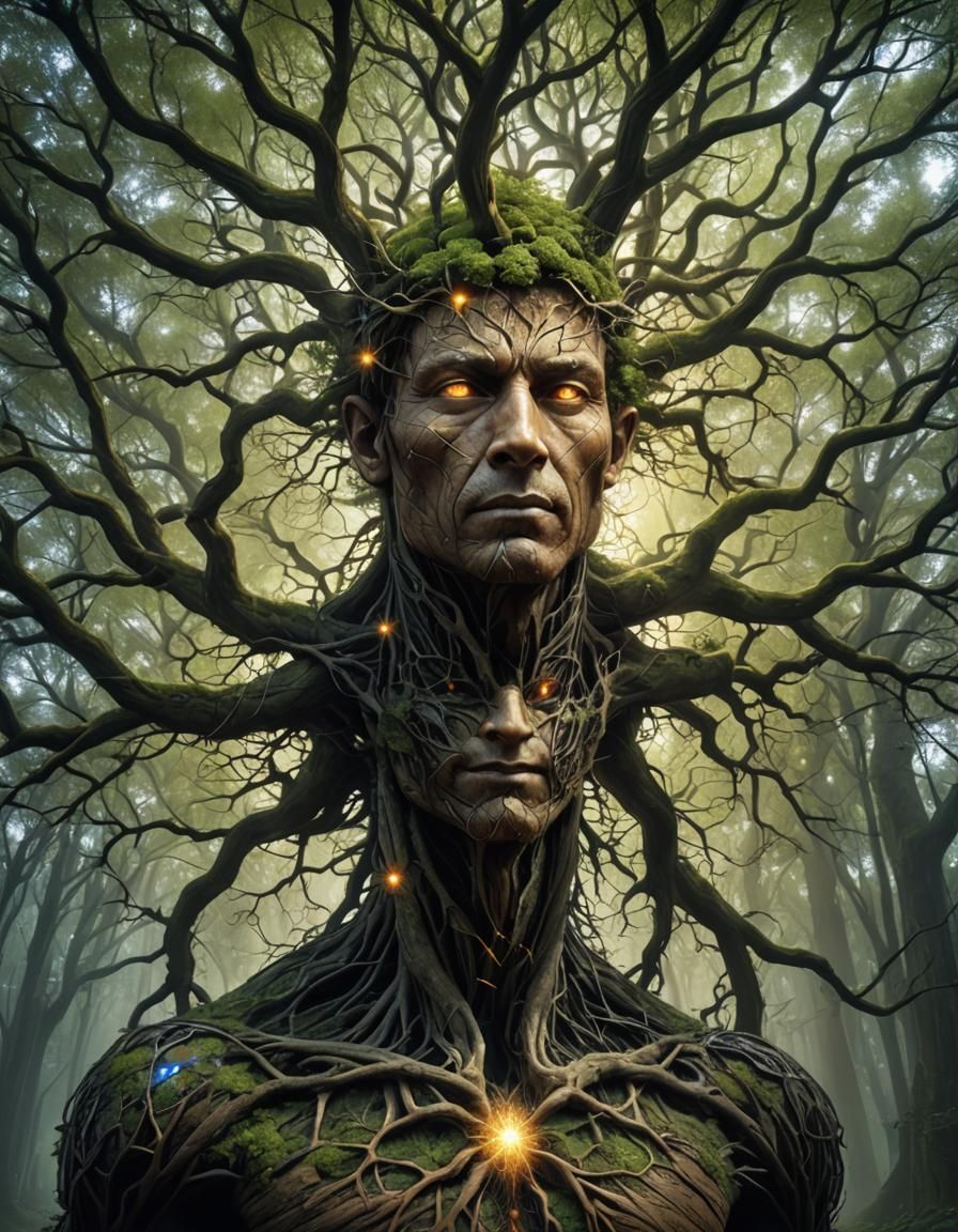 Tree-Human Hybrid with Fractal Branches