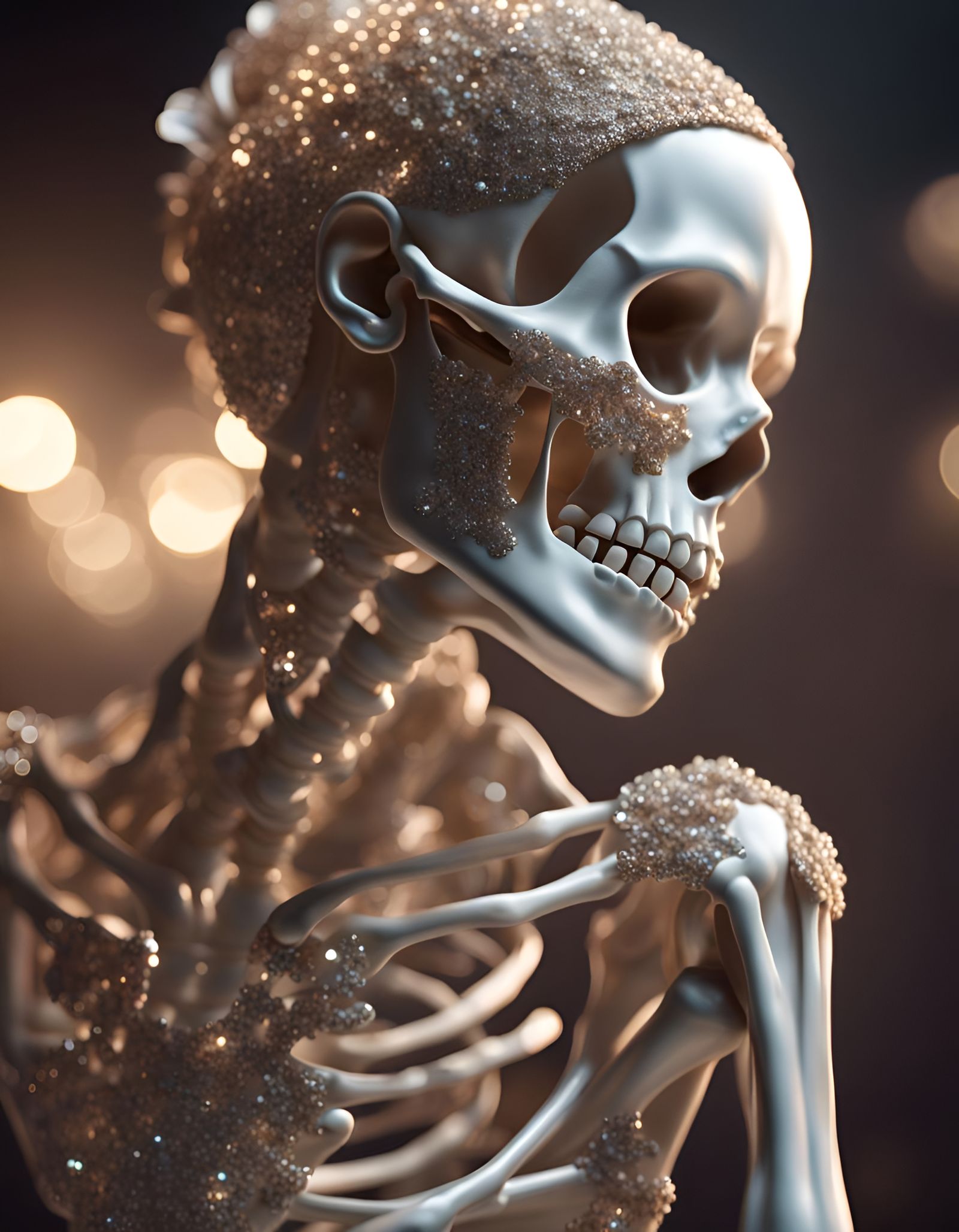 Glittering Ballet Dancer Skeleton in Photorealistic CGI