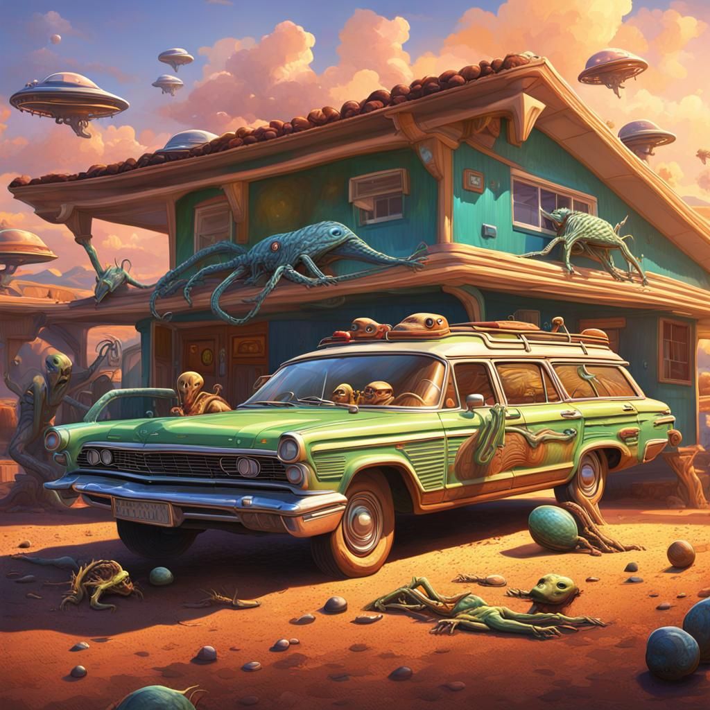 Aliens on Family Vacation in Hyperrealistic 3D