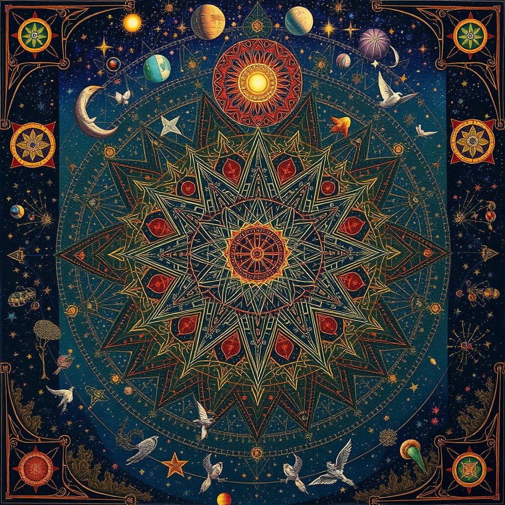 Psychedelic Sacred Geometry Utopia, Bosch and Haeckel Style