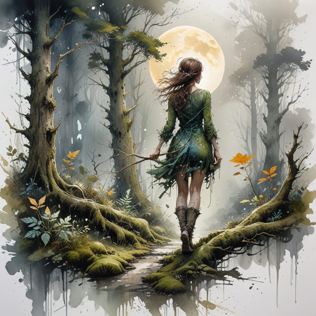 Moonlit Forest Path with Ethereal Glow