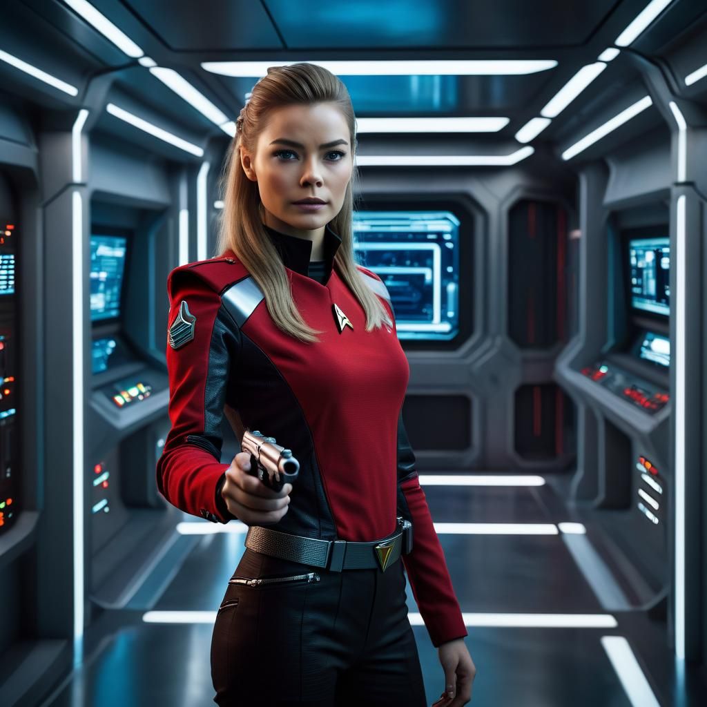 Starfleet Officer in Futuristic Space Station