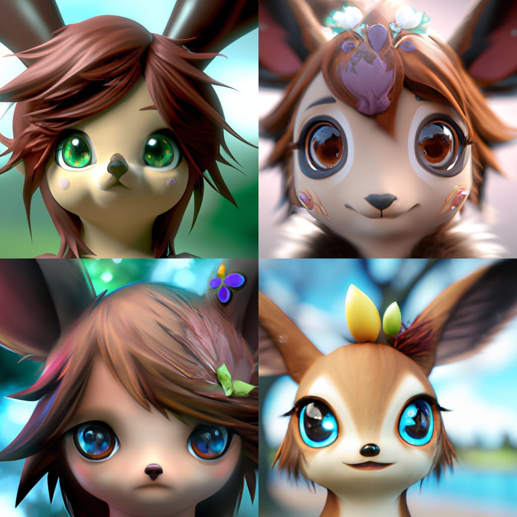 Anime Portrait of Eevee Character in 8K