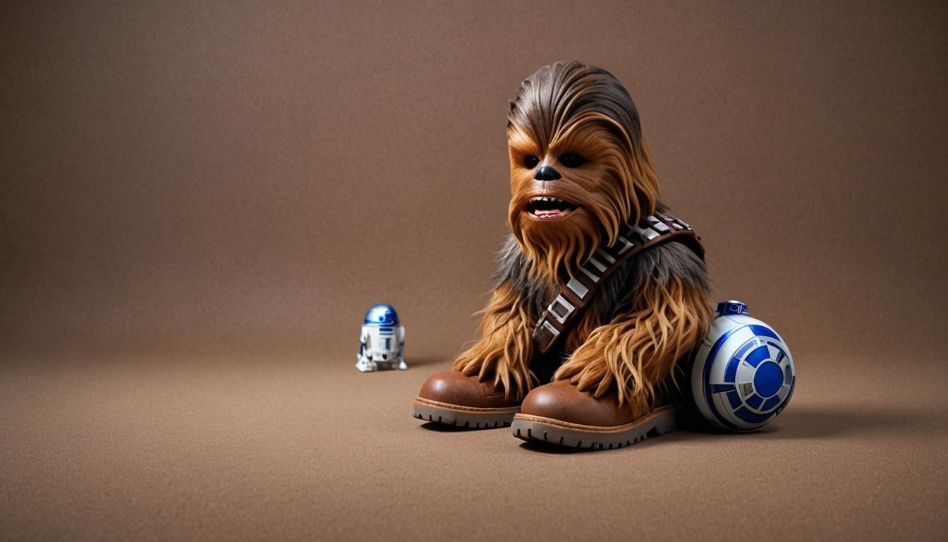 Chewbacca Boot and R2D2 in 3D Digital Art