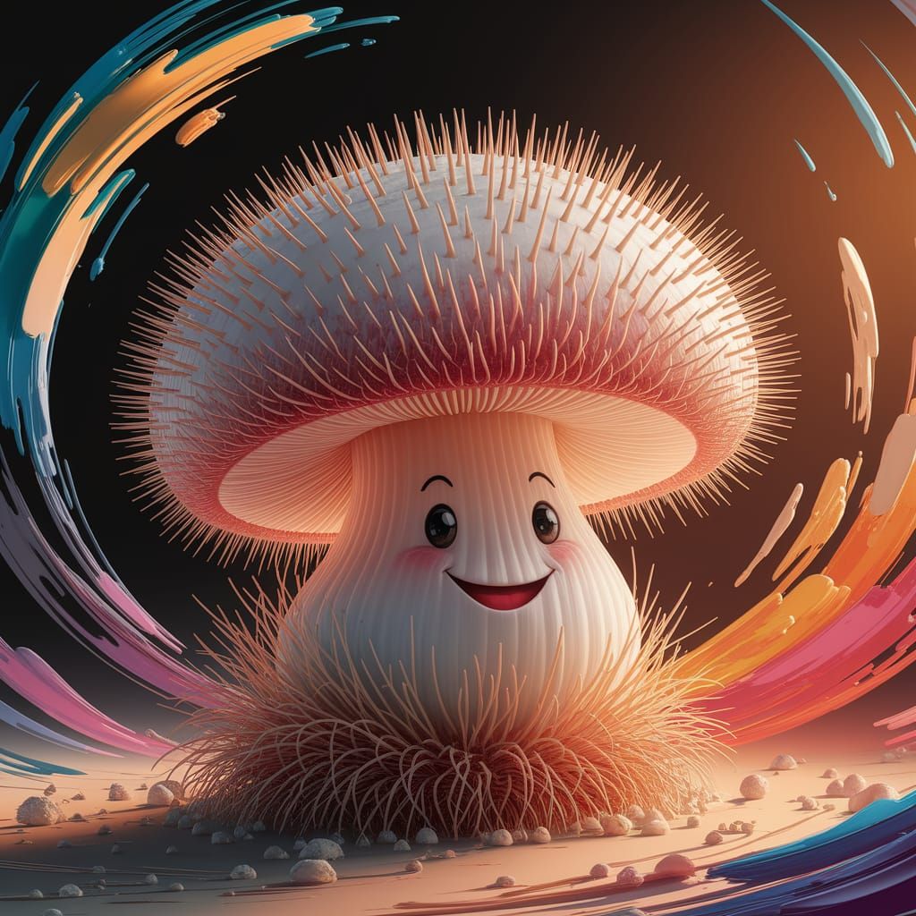 Translucent Mushroom Blooms with Sea Urchin Splendor