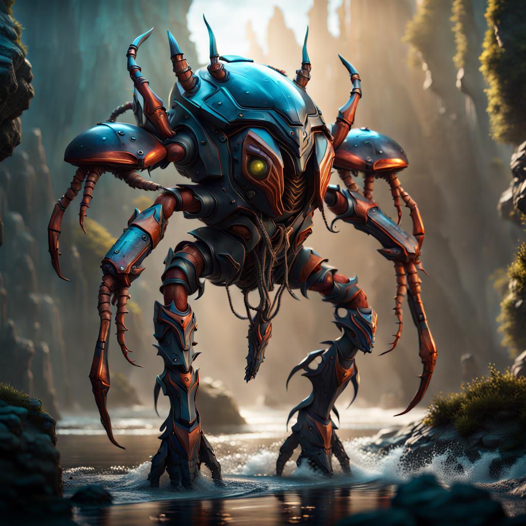 Armored Crustacean Humanoids with Advanced Tech