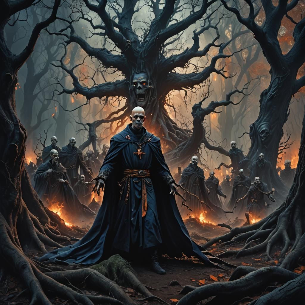 High Priest Commands Undead Army in Dark Forest