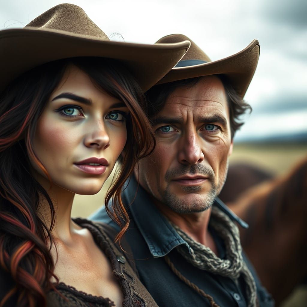 Western Couple Under Cinematic Atmosphere