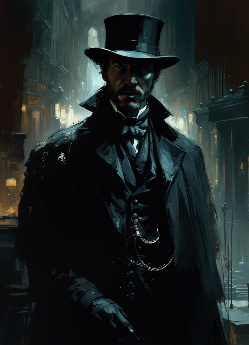 Sinister Portrait of Jack the Ripper as Impasto Painting