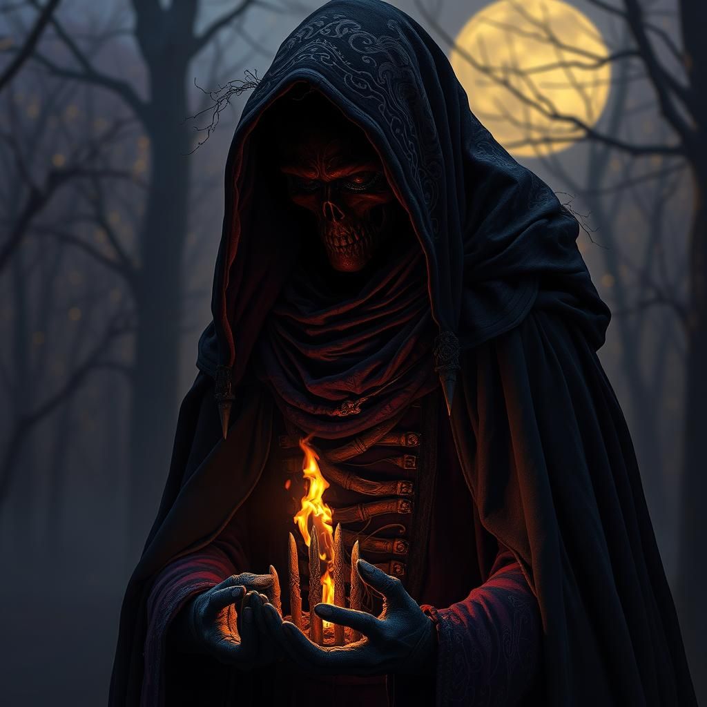 Eerie Soil Collector in Dark Fantasy Art Nouveau Style