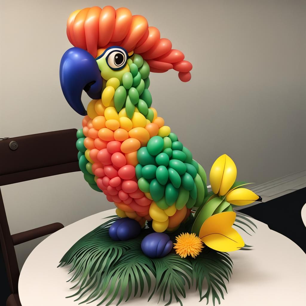 Detailed Tropical Parrot Balloon Art