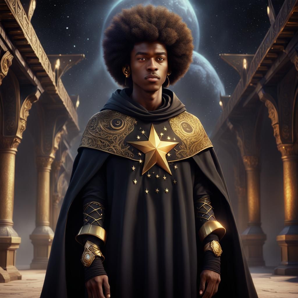 Black Teenager in Gold Cloak: Fantasy Concept Art