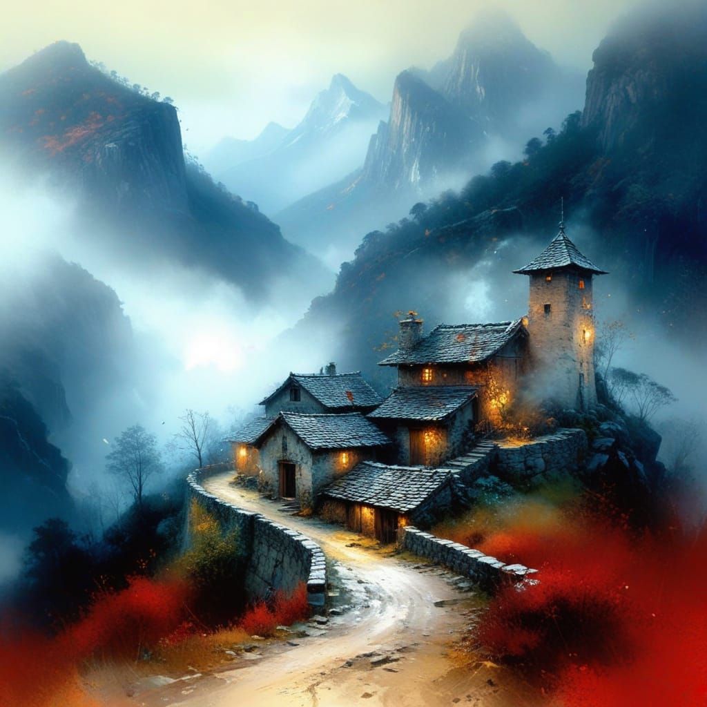 Ancient Village in the Mountains: A Masterpiece of Autumnal ...