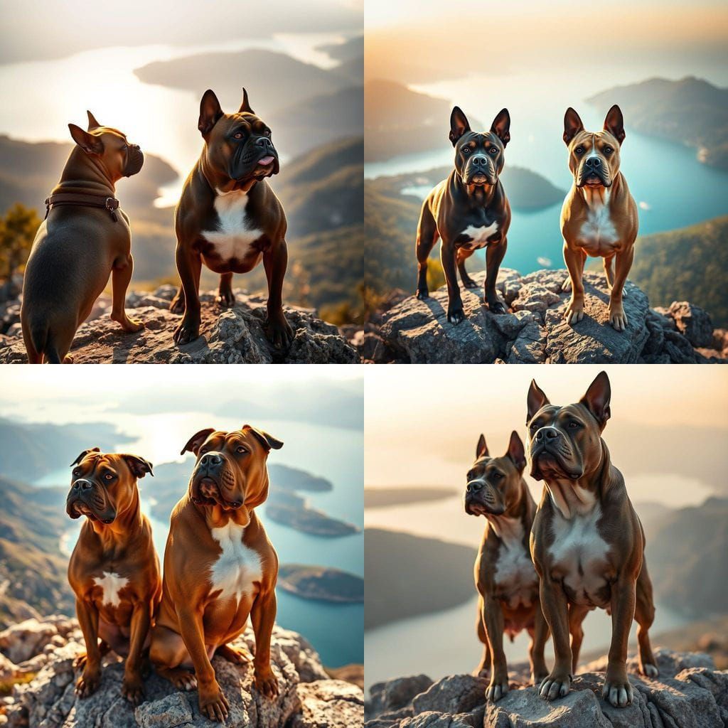Muscular Terriers Standing Majestically on Montenegro's Rock...
