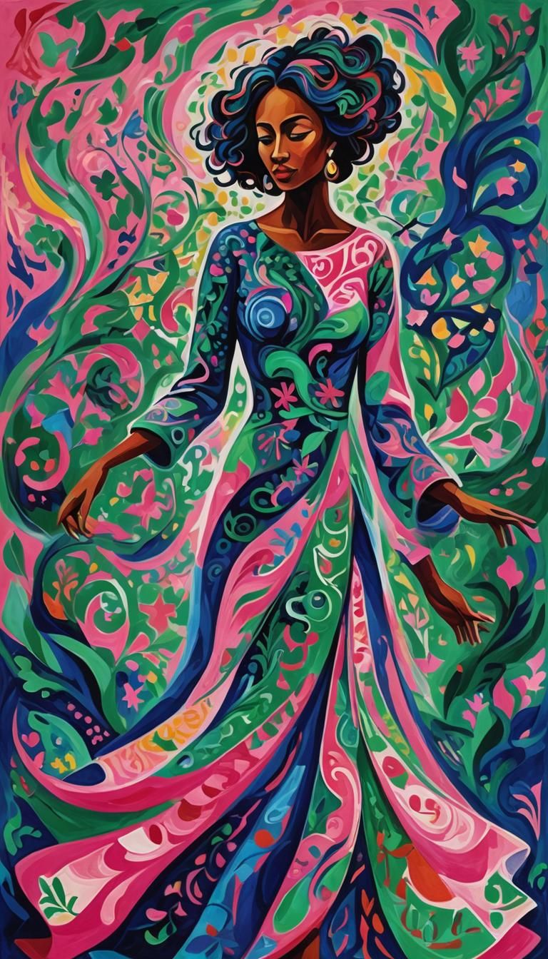 Abstract Woman Silhouette in Fauvist Expressionism